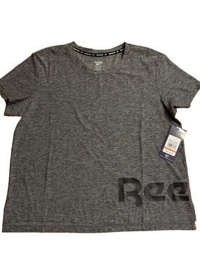 Reebok Women's Wrap Around Wordmark Graphic Crewneck T-Shirt - Black Heather - M